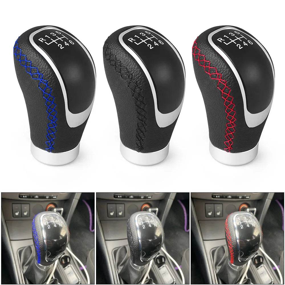 Universal 5/6-Speed PU Leather Gear Shift Knob | Manual Car Stick Head Replacement -
