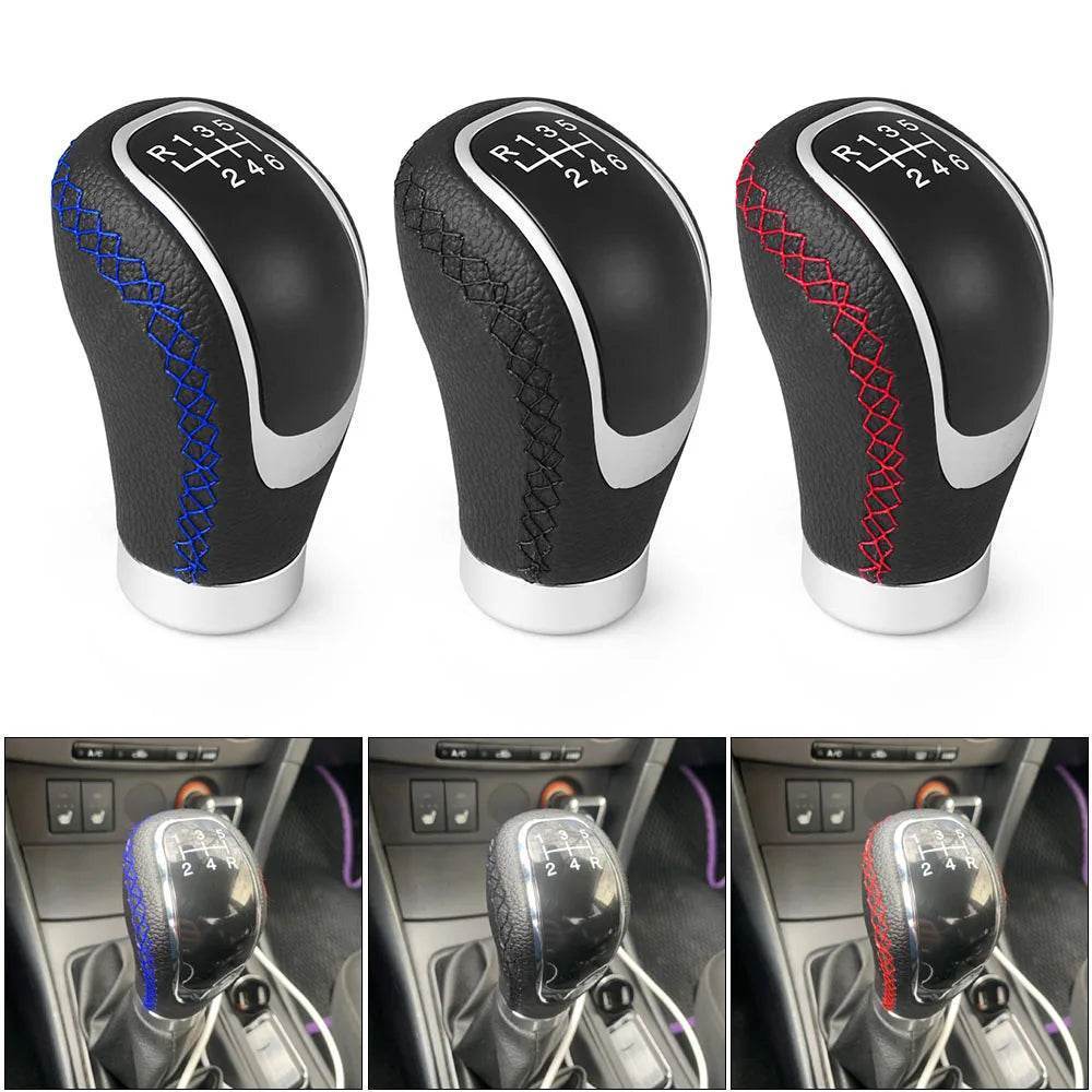 Universal 5/6-Speed PU Leather Gear Shift Knob | Manual Car Stick Head Replacement - Red