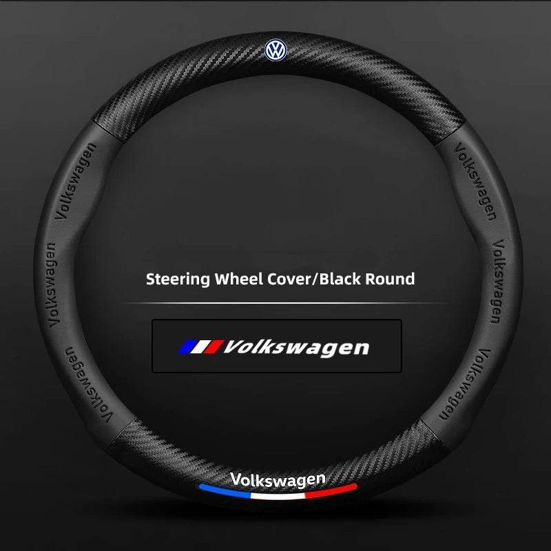 Volkswagen Carbon Fiber Steering Wheel Cover - Carbon black - YX