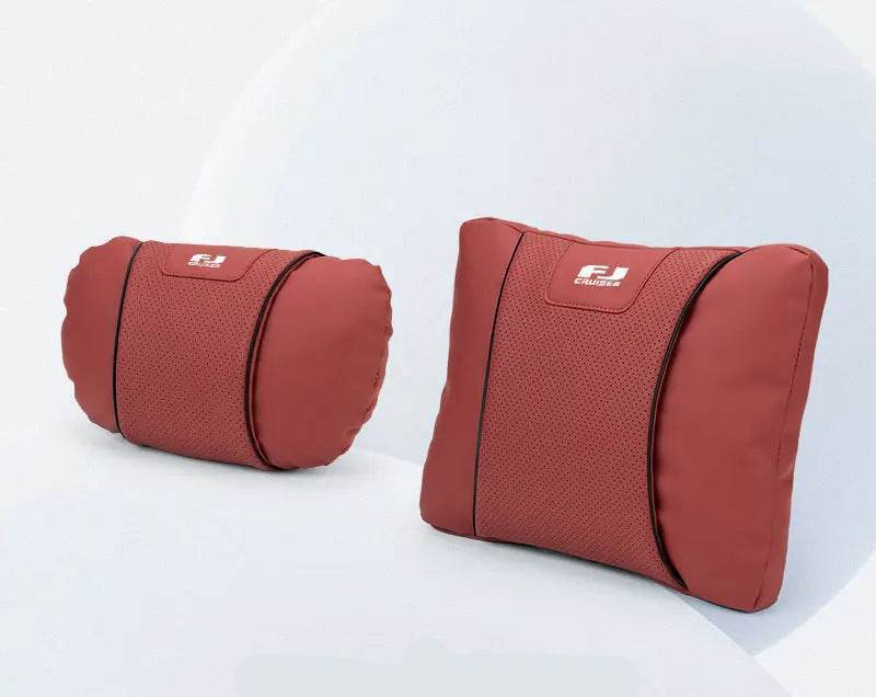 Toyota FJ Cruiser Car Neck & Lumbar Support Pillow - set red