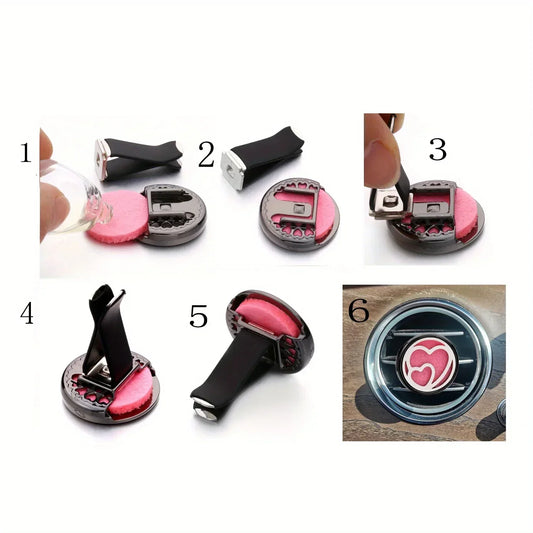 Refillable Car Air Freshener Vent Clip with 10 Pads - A
