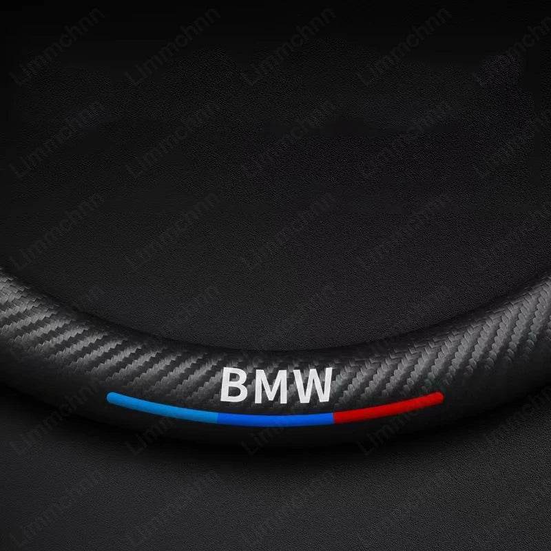 BMW 3D Carbon Fiber Leather Steering Wheel Cover - BMW Black