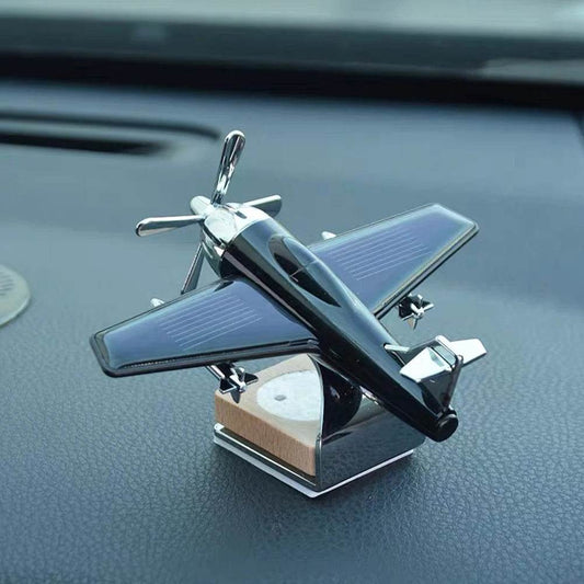 Solar Airplane Car Air Freshener – Dashboard Decoration - Silver