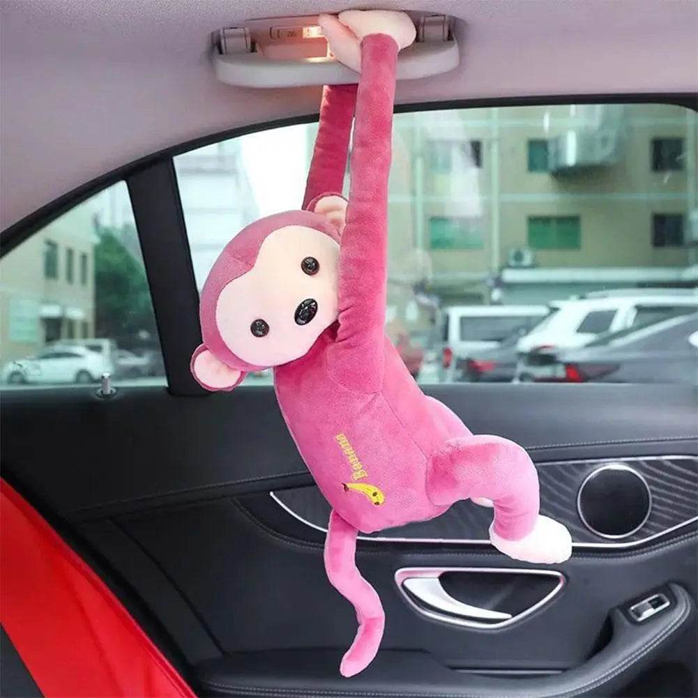 Long Arm Gibbon Monkey Plush Car Pendant – Hanging Stuffed Animal Accessory with Quick Release - A