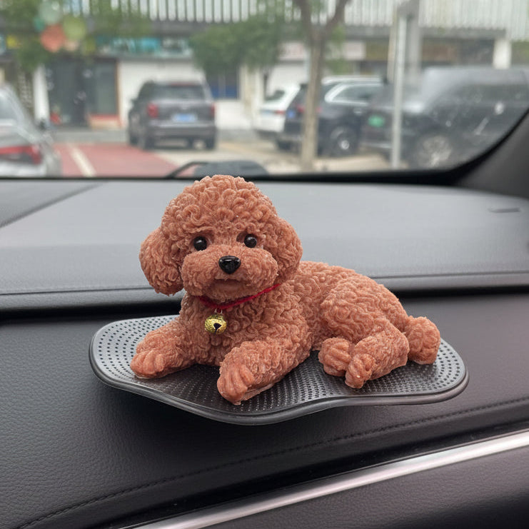 Silicone Dog Car Dashboard Ornament Stress Relief Gag Toy - Brown