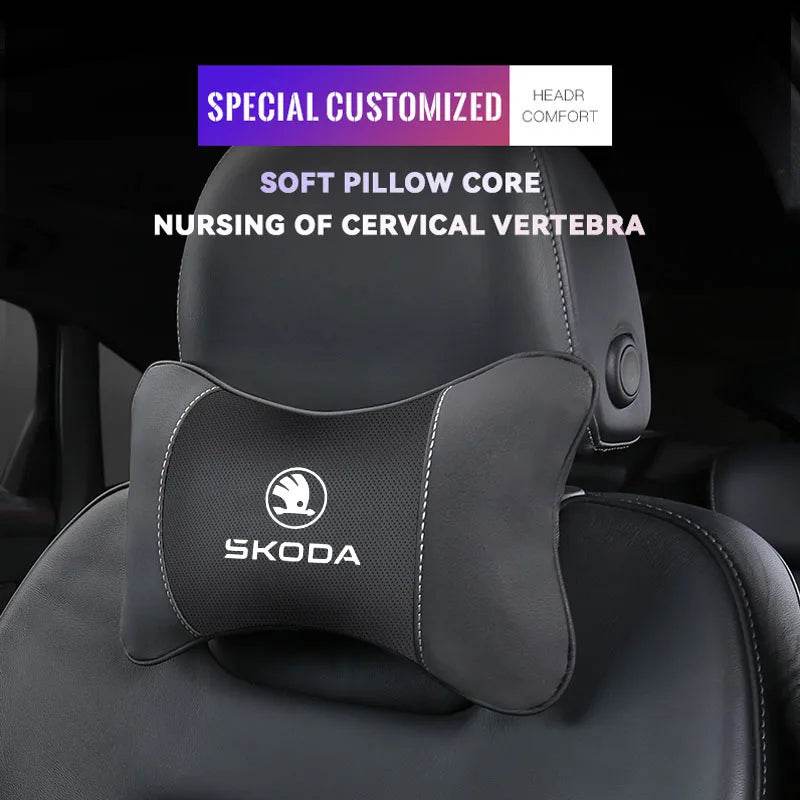 Car Seat Neck Pillow for Skoda – Compatible with Octavia, Superb, Rapid, Kodiaq, Karoq, Fabia, Kamiq & More -