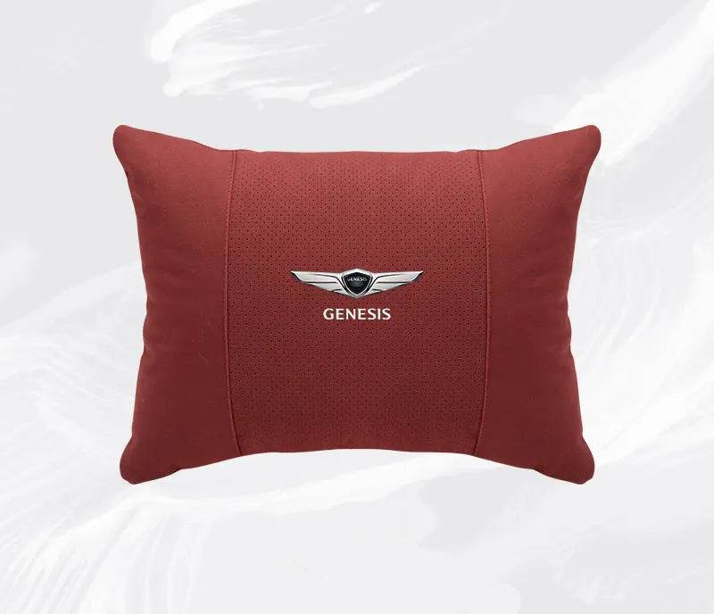Suede Car Neck Pillow & Lumbar Support for Genesis G80, GV70, GV80, G90 & More - headrest 1pc white