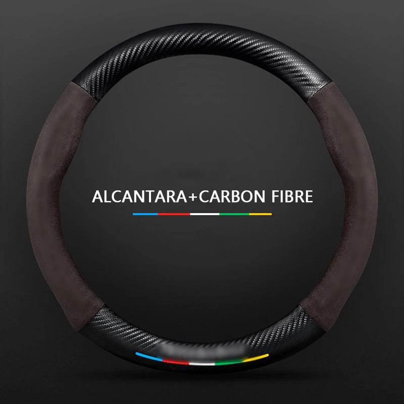 Mercedes Benz Carbon Fiber Leather Car Steering Wheel Cover -