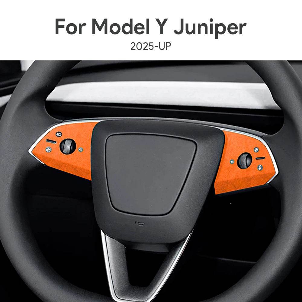 Tesla Model Y Steering Wheel Trim | Italian Suede Panel Stickers (2025+) - Blue