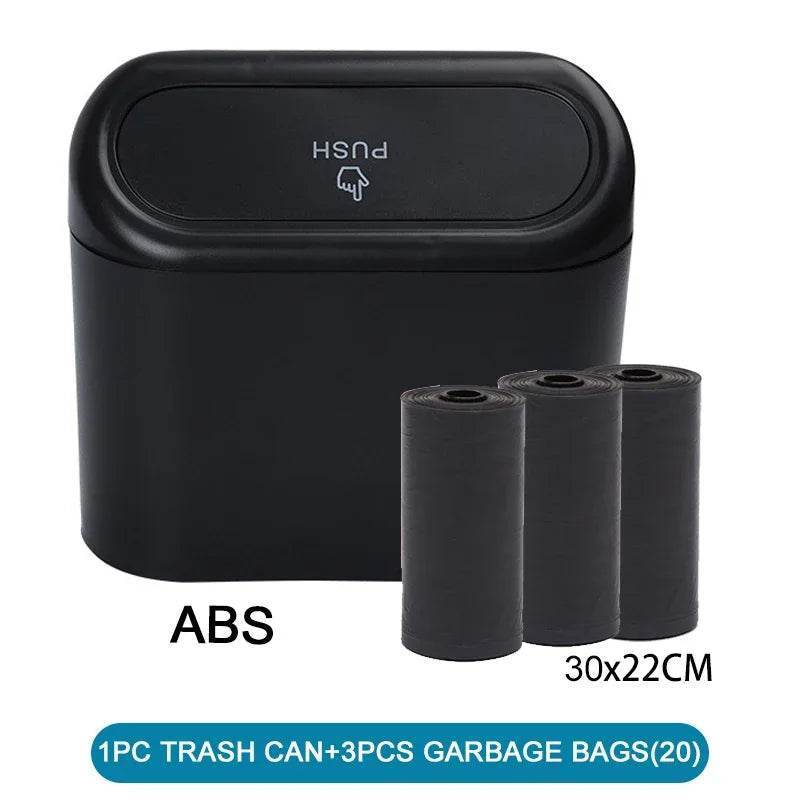 Leak-Proof Car Trash Can with Lid – Includes 60 Garbage Bags - Black 3