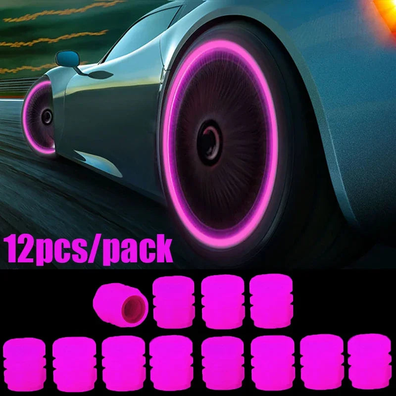 4/16pcs Luminous Valve Caps Car Fluorescent Tire Valves Cap Glow in The Dark Car Motorcycle Bike Wheel Plug Tyre Hub Cover Decor - Carmoods