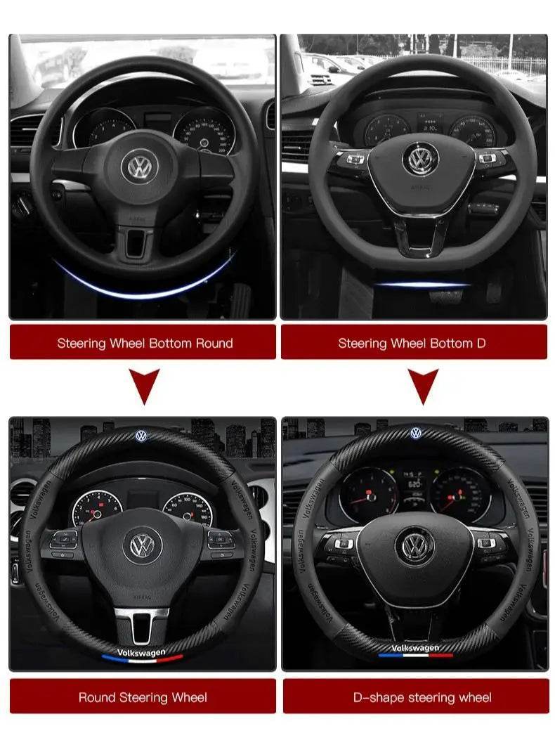 Volkswagen Carbon Fiber Steering Wheel Cover - Carbon red - YX