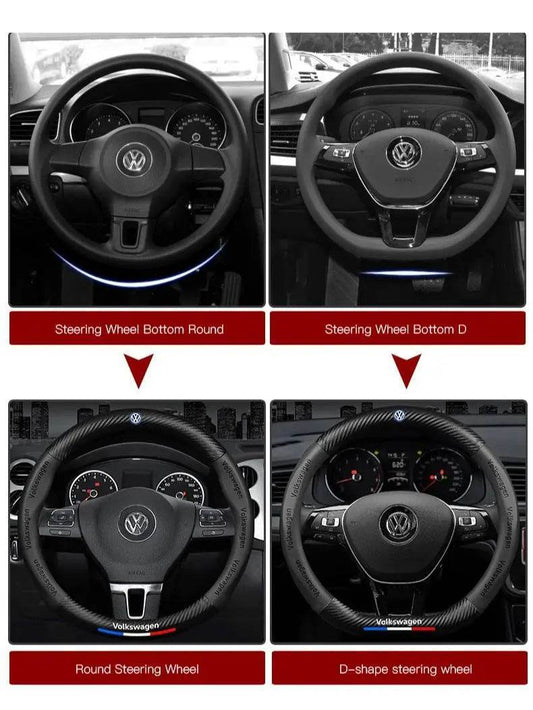Volkswagen Carbon Fiber Steering Wheel Cover - Carbon red - YX