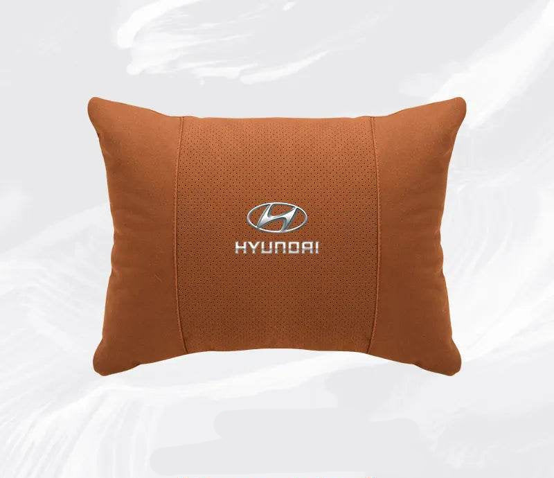 Hyundai Breathable Suede Neck Pillow for Accent, Elantra, Tucson, Sonata, Kona & More - headrest 1pc white