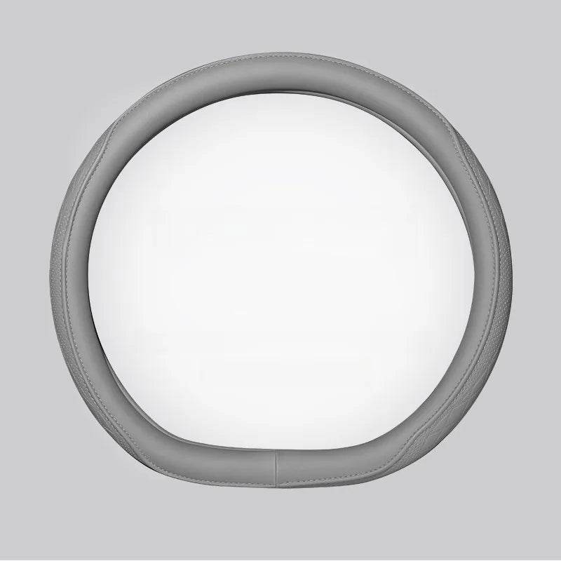 Leather Car Steering Wheel Cover – Universal Fit, 15 Inch (38 cm) - Gray Type D