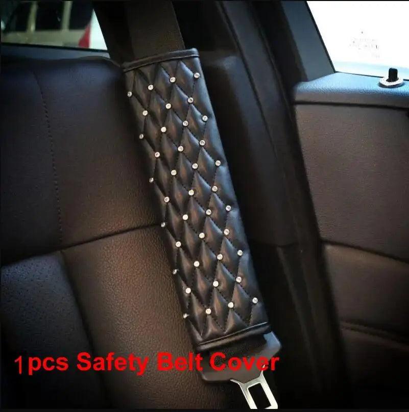 Crystal Diamond Car Seat Belt Cover & Hand Brake Gear Cover Set