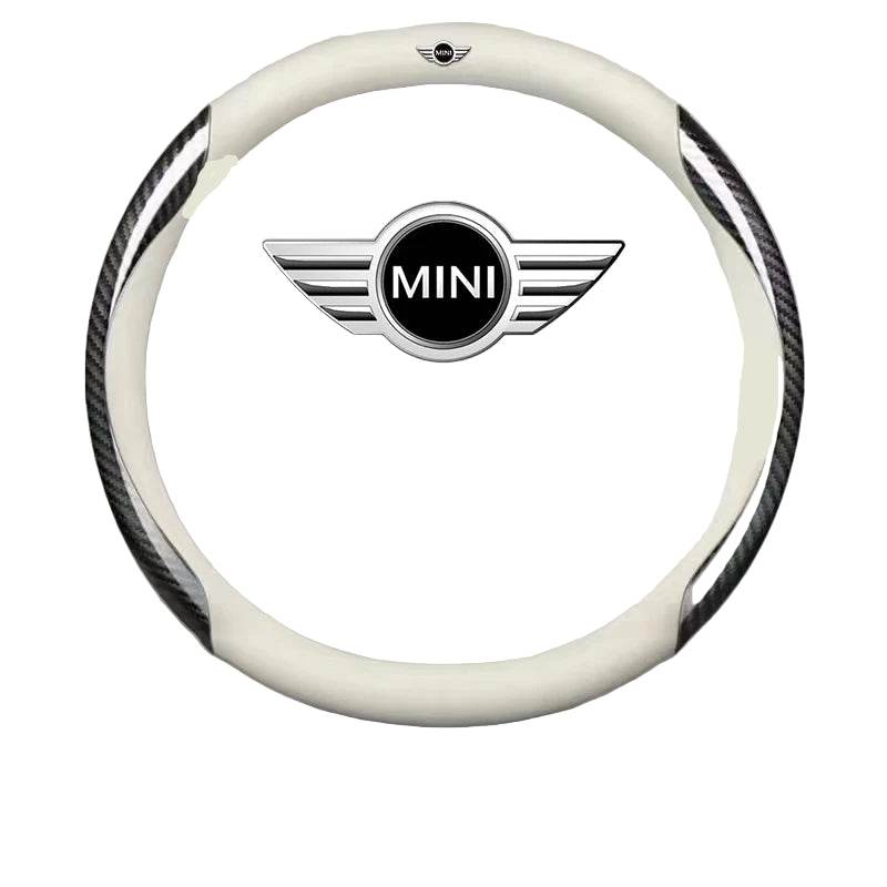 Mini Cooper Carbon Fiber Steering Wheel Cover - Carbon Fiber White