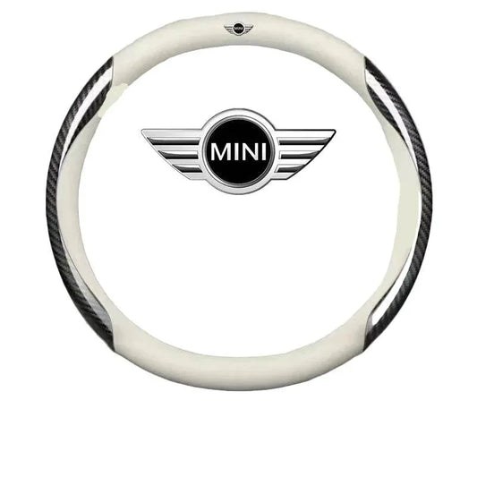 Mini Cooper Carbon Fiber Steering Wheel Cover - Carbon Fiber White