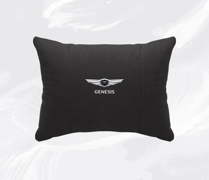 Suede Car Neck Pillow & Lumbar Support for Genesis G80, GV70, GV80, G90 & More - headrest 1pc white