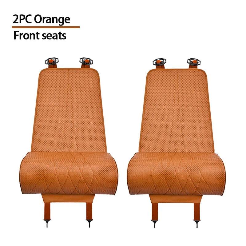 Car Seat Cushion | Universal PU Leather, Breathable & All-Season Comfort - 2PC Orange