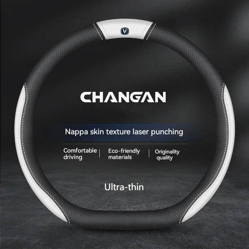 Changan Leather Steering Wheel Cover - D Style 1 white