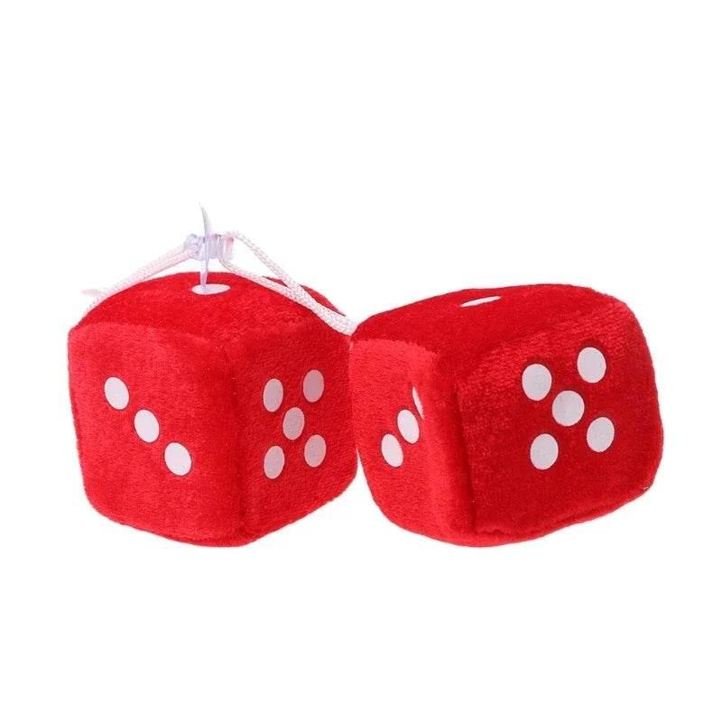 Fuzzy Dice Car Mirror Hanging Decoration - Red
