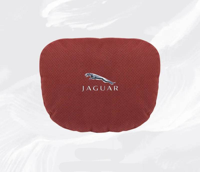 Breathable Suede Car Neck Pillow for Jaguar XE, XJ, XF, E-Pace, XJL & More - headrest 1pc black