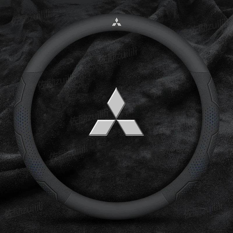 Mitsubishi Steering Wheel Cover - Leather Blue