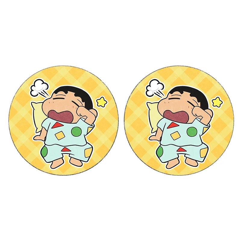 Anti-Slip Crayon Shin-chan Car Cup Coasters Set Interior Pads