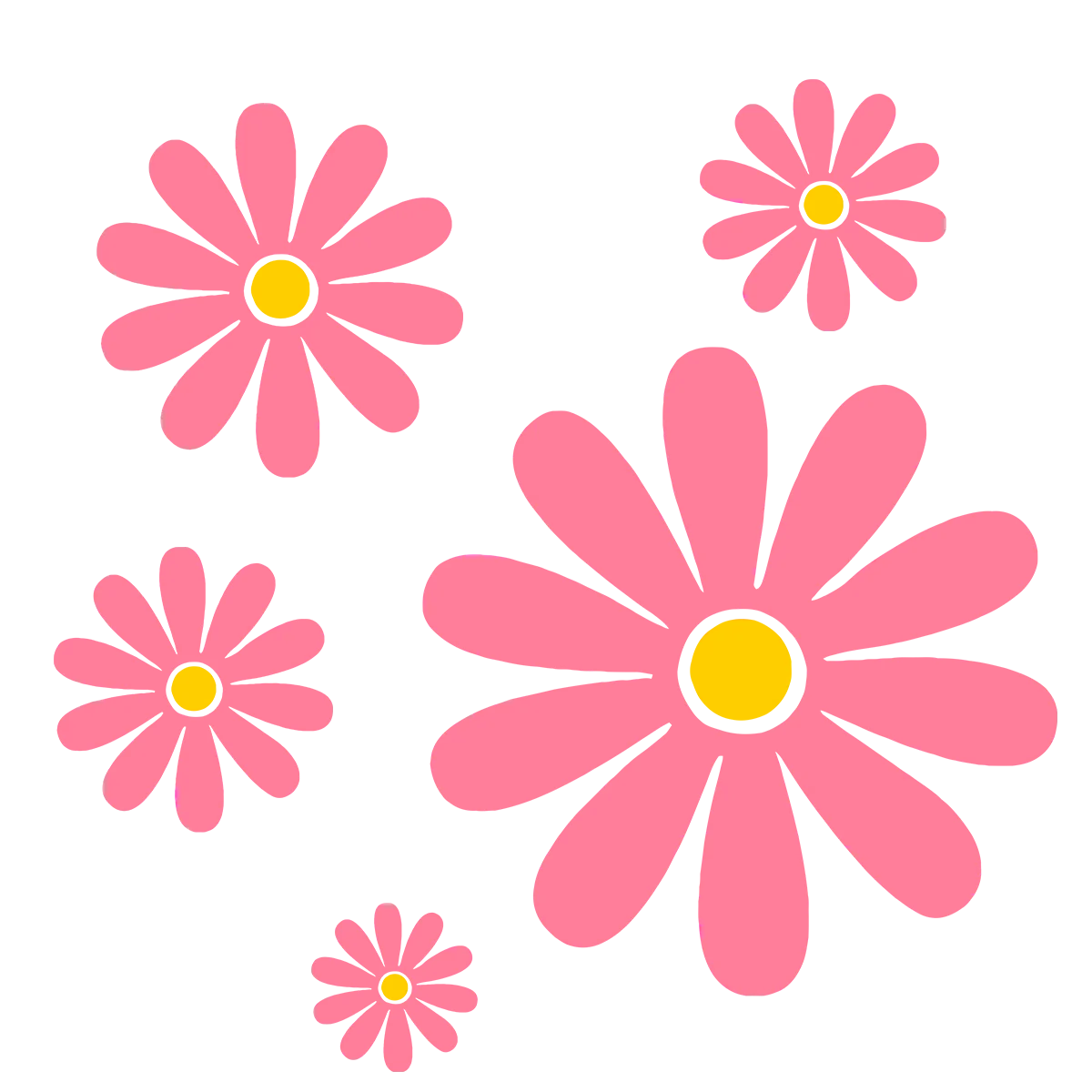 Daisy Flower Car Sticker Set – 5-Piece Floral Exterior Decals