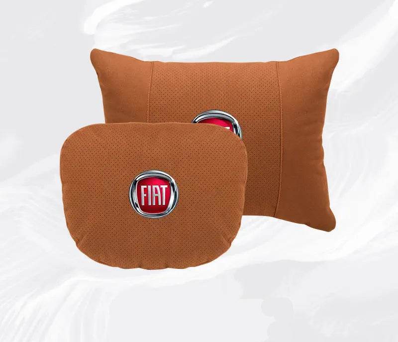 Suede Car Neck Pillow for FIAT 500, Ducato, Panda, Abarth & More – Ergonomic Headrest - headrest 1pc brown