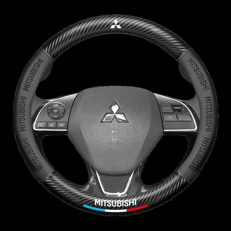 Mitsubishi Leather Steering Wheel Cover – Outlander, Pajero, ASX, Lancer EX, Evolution X, L200, Triton, RALLIART, Colt - Total Carbon