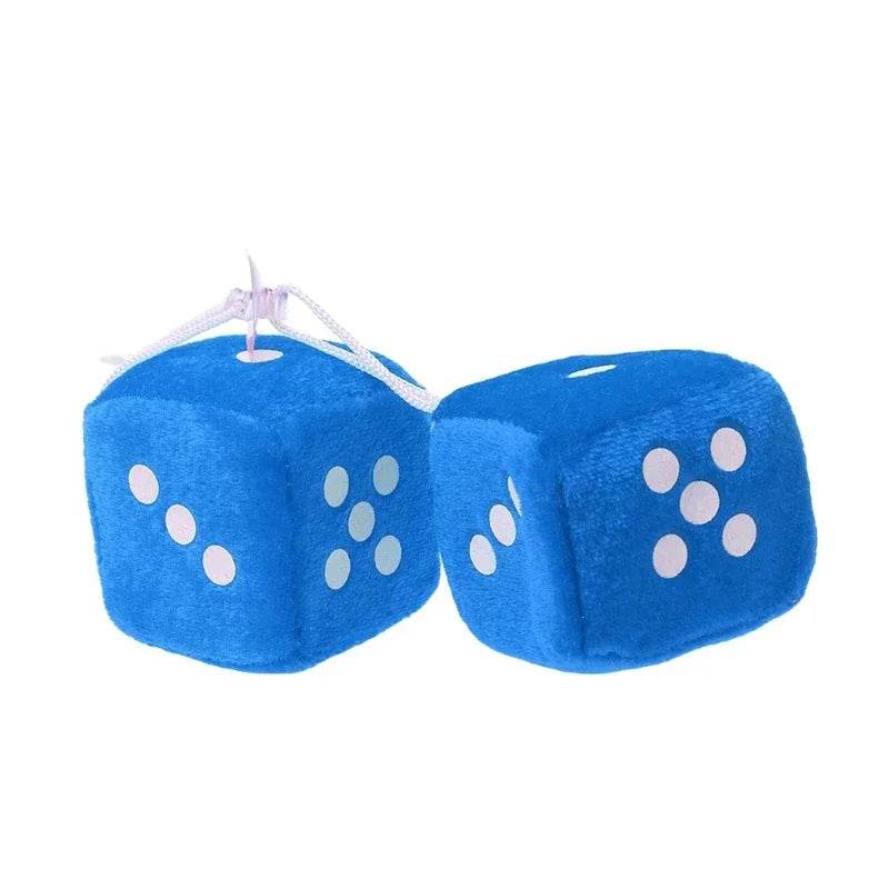 Fuzzy Dice Car Mirror Hanging Decoration - Blue