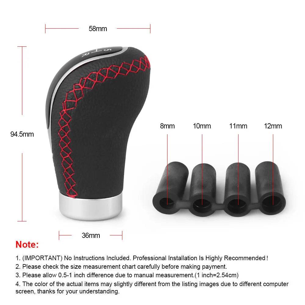 Universal 5/6-Speed PU Leather Gear Shift Knob | Manual Car Stick Head Replacement -
