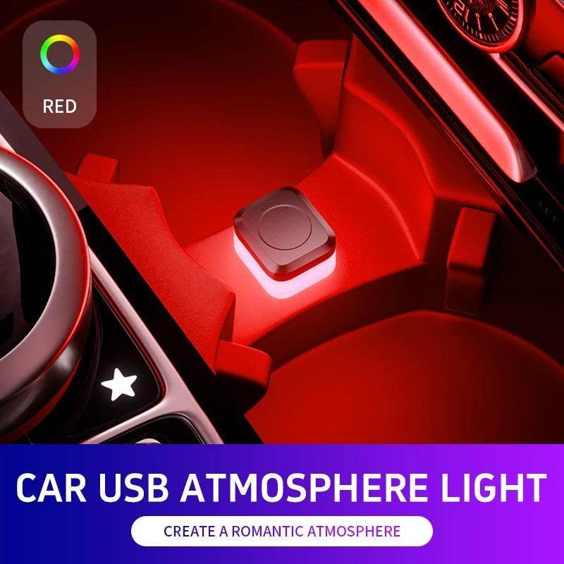 USB LED Car Interior Night Ambient Lights - Red
