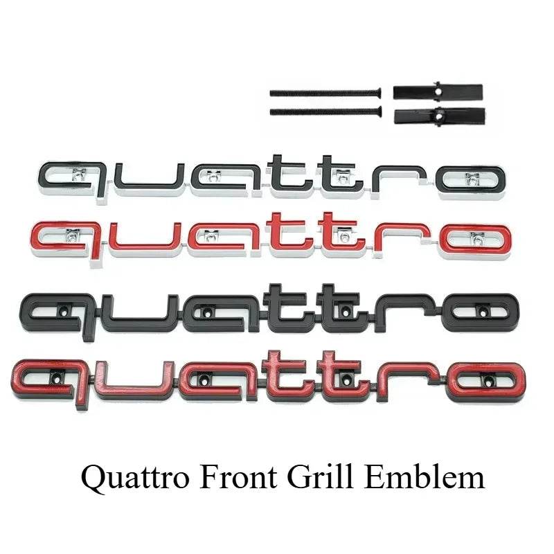 Audi Quattro Emblem | 3D ABS Front Grille Car Badge - Silver Black