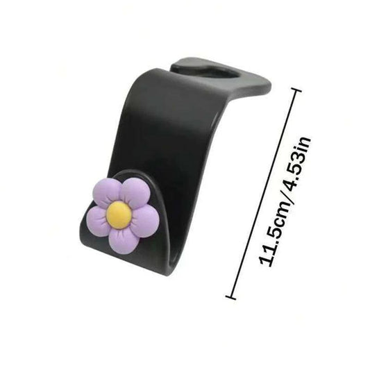 4pcs Flower Car Headrest Hooks Organizer Storage Rack Handbag Holder