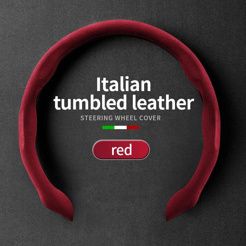 Suede Anti-Slip Ultra-Thin Steering Wheel Cover - Red