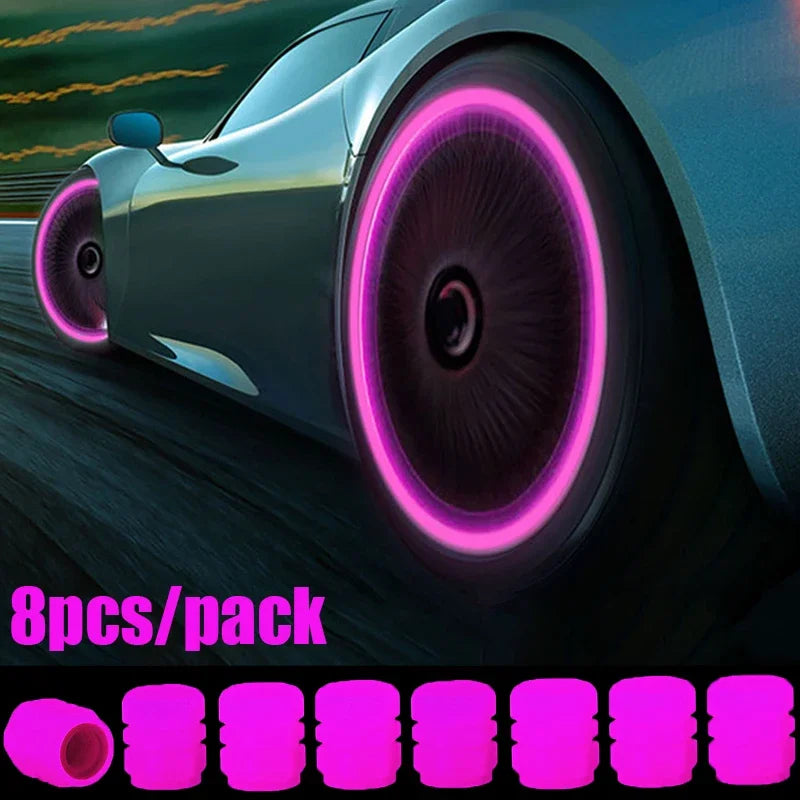 4/16pcs Luminous Valve Caps Car Fluorescent Tire Valves Cap Glow in The Dark Car Motorcycle Bike Wheel Plug Tyre Hub Cover Decor - Carmoods