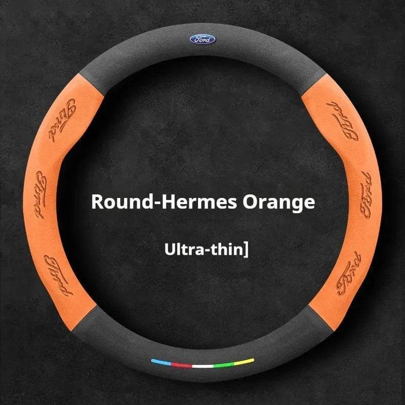 Ford Suede Steering Wheel Cover - O Orange
