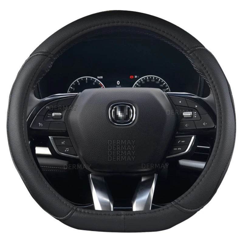 Changan Sports Microfiber Leather Steering Wheel Cover - C- Black-Black