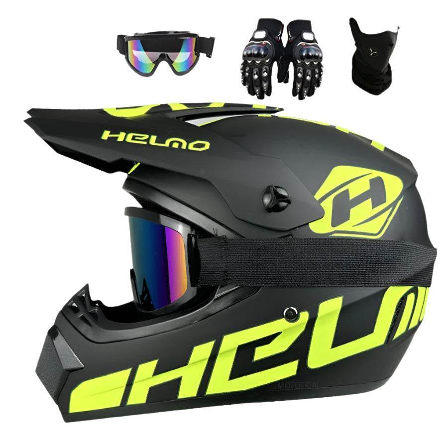 Full Face Off-Road Motorcycle Helmet + Goggles, Gloves & Face Mask - BAIZHUA / S