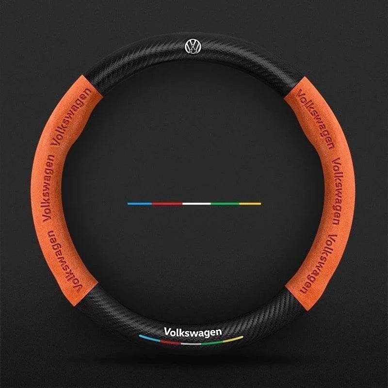 Volkswagen Leather Steering Wheel Cover - D-Orange