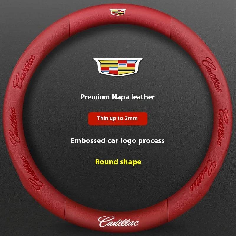 Cadillac Steering Wheel Cover - Leather Red