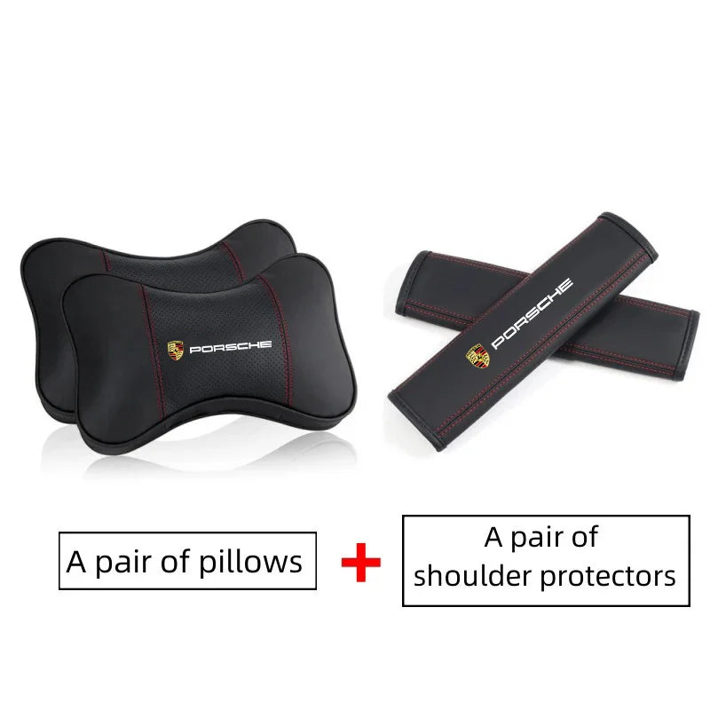 Porsche Cayenne Panamera Macan 911 718 Cayman 918 Pajun Car Headrest Neck Pillow Seat Belt Shoulder Protection Pad Accessory