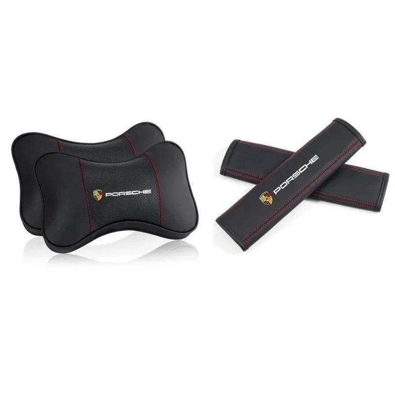 Porsche Neck Pillow and Seat Belt Shoulder Protection - Neck Pillow + Seat Belt Cover-4pc 20% Discount
