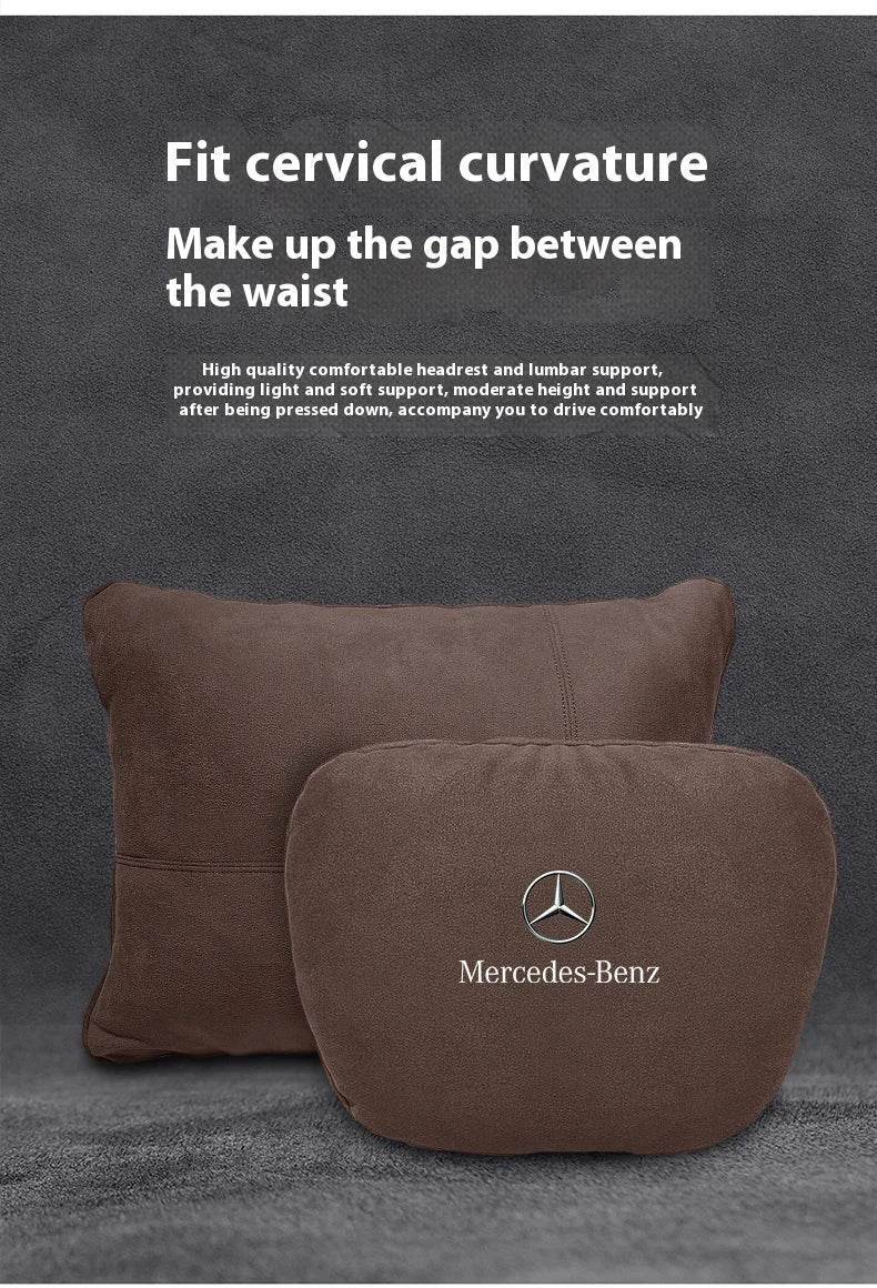 Mercedes Benz Neck Pillow & Lumbar Support Cushion - Cognac Neck Pillow