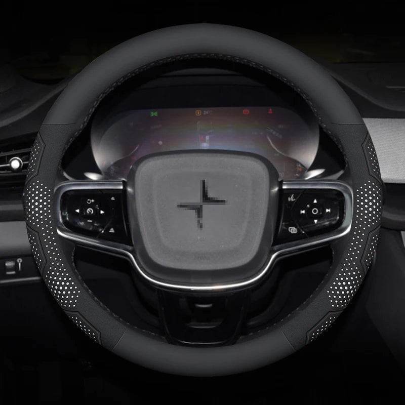 Polestar Carbon Fiber Suede Steering Wheel Cover - O Leather White