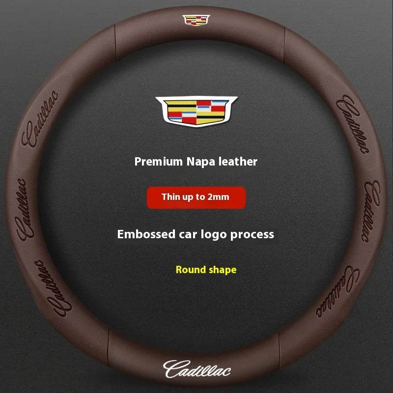 Cadillac Steering Wheel Cover - Leather Brown