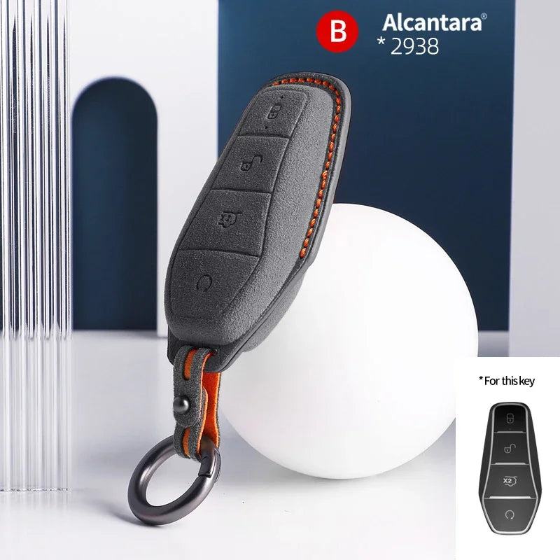 BYD Car Key Case Suede Leather Cover for Han EV Qin Song Atto 3